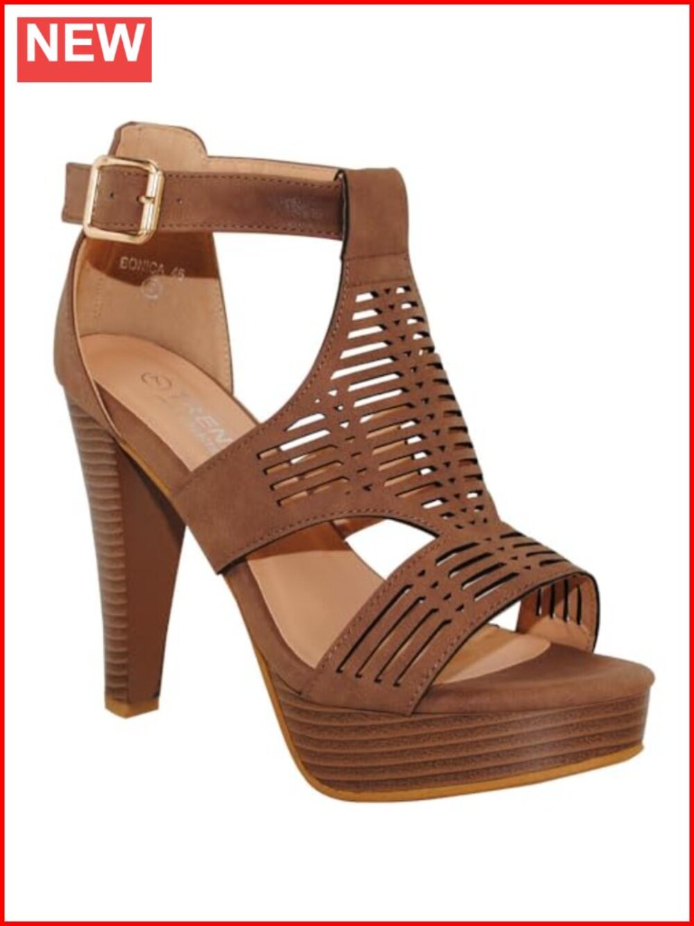 Open Toe Ankle Strap Sandal Stacked Heel Faux Leather Cutout Western Bootie